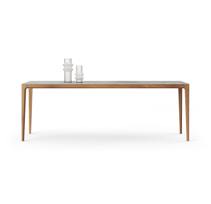 Стол обеденный PURA DINING TABLE Nat. wal. veneer MARBLE AURA  200X100X76 СМ. (FUG00179)