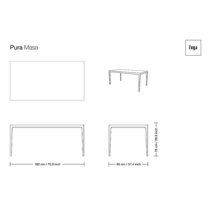 Стол обеденный PURA DINING TABLE Nat. wal. veneer MARBLE AURA  200X100X76 СМ. (FUG00179)