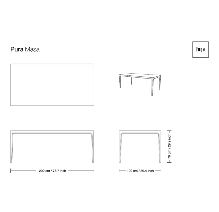 Стол обеденный PURA DINING TABLE Nat. wal. veneer MARBLE AURA  200X100X76 СМ. (FUG00179)