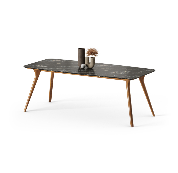 Стол обеденный 68 DINING TABLE POLISHED WALNUT VENEER MARBLE AURA  220X100X78 СМ. (FUG00182)