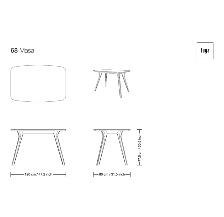 Стол обеденный 68 DINING TABLE POLISHED WALNUT VENEER MARBLE AURA  220X100X78 СМ. (FUG00182)