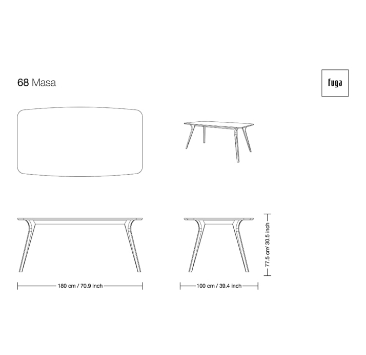 Стол обеденный 68 DINING TABLE POLISHED WALNUT VENEER MARBLE AURA  220X100X78 СМ. (FUG00182)
