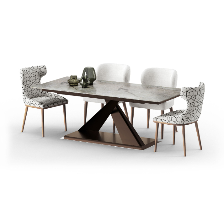 Стол обеденный MIRO DINING TABLE COPPER ELECTROSTATIC Natural walnut veneer  240X110X76 СМ. (FUG0018