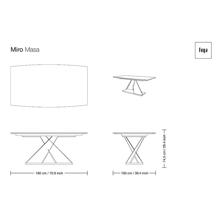 Стол обеденный MIRO DINING TABLE COPPER ELECTROSTATIC Natural walnut veneer  240X110X76 СМ. (FUG0018