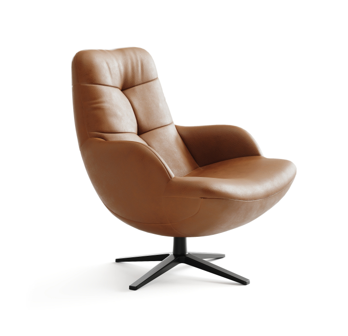 Кресло VIGO 76/Натуральная кожа ALHAMBRA SAVANNAH/Черный/