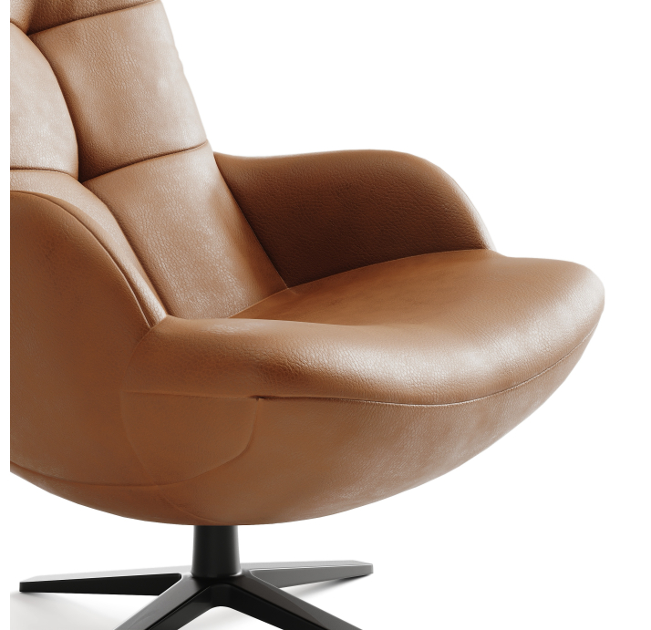 Кресло VIGO 76/Натуральная кожа ALHAMBRA SAVANNAH/Черный/