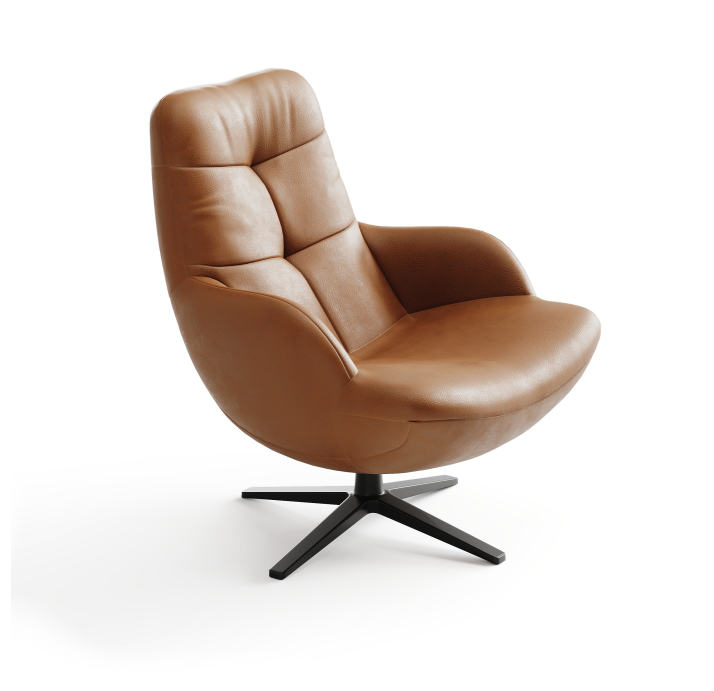 Кресло VIGO 76/Натуральная кожа ALHAMBRA SAVANNAH/Черный/