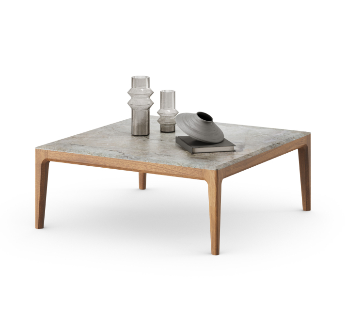 Стол журнальный PURA COFFEE TABLE Nat. wal. veneer MARBLE AURA  103X103X39 СМ. (FUG00201)