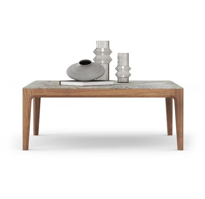 Стол журнальный PURA COFFEE TABLE Nat. wal. veneer MARBLE AURA  103X103X39 СМ. (FUG00201)