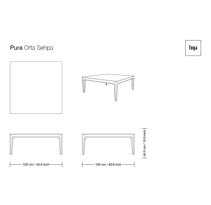 Стол журнальный PURA COFFEE TABLE Nat. wal. veneer MARBLE AURA  103X103X39 СМ. (FUG00201)