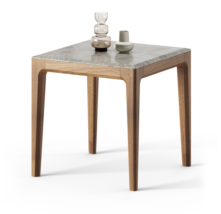 Стол журнальный PURA SIDE TABLE Nat. wal. veneer MARBLE AURA  55X55X55 СМ. (FUG00199)