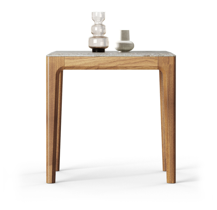 Стол журнальный PURA SIDE TABLE Nat. wal. veneer MARBLE AURA  55X55X55 СМ. (FUG00199)