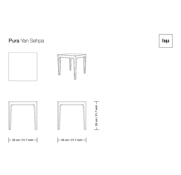 Стол журнальный PURA SIDE TABLE Nat. wal. veneer MARBLE AURA  55X55X55 СМ. (FUG00199)