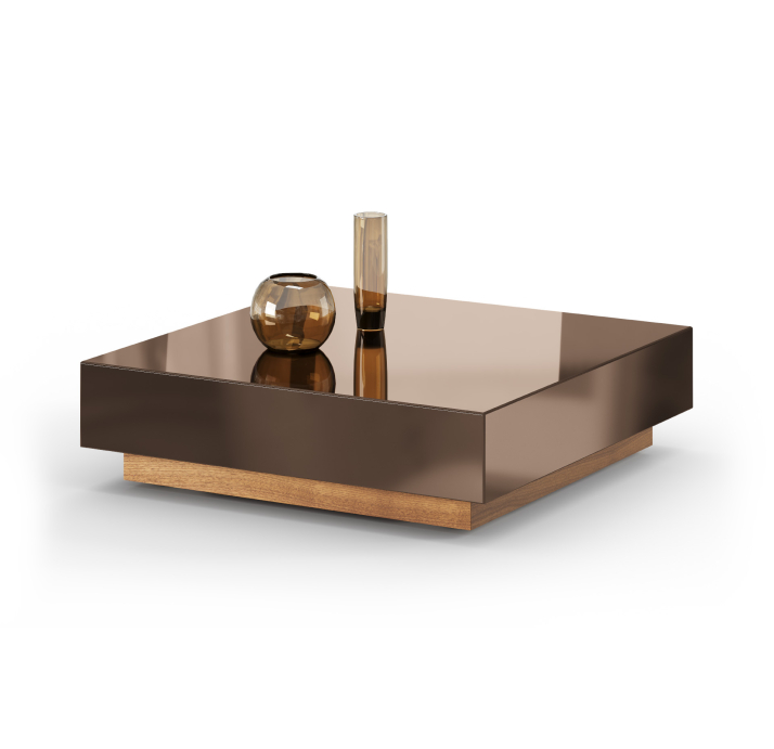 Стол журнальный MERLIN COFFEE TABLE Nat. wal. veneer MIRROR BRONZE  103X103X27 СМ. (FUG00212)