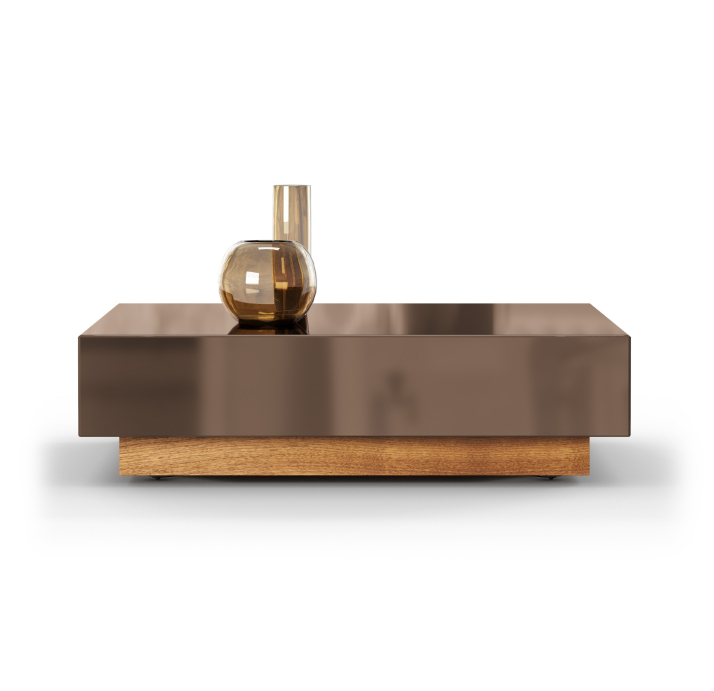 Стол журнальный MERLIN COFFEE TABLE Nat. wal. veneer MIRROR BRONZE  103X103X27 СМ. (FUG00212)