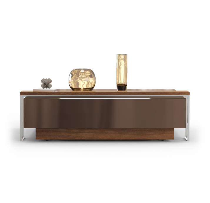 Стол журнальный MERLIN COFFEE TABLE Nat. wal. veneer MIRROR BRONZE  103X103X27 СМ. (FUG00212)