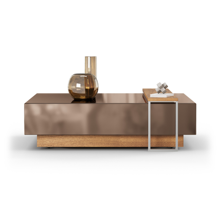 Стол журнальный MERLIN COFFEE TABLE Nat. wal. veneer MIRROR BRONZE  103X103X27 СМ. (FUG00212)