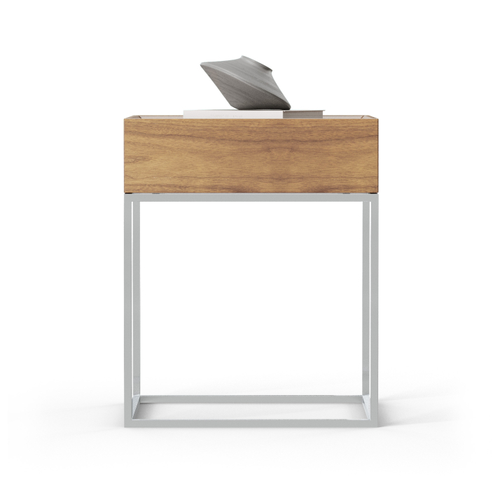 Стол журнальный NEWS SIDE TABLE Nat. wal. veneer MIRROR BRONZE  50X50X61 СМ. (FUG00223)