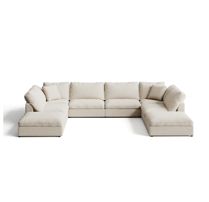 Диван NUAGE L302-404-302L/44/45/Renegade Pearl 106/Гусиный пух-перо/встроенные/