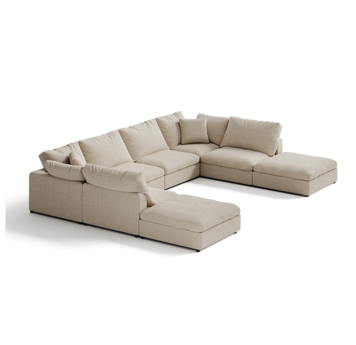 Диван NUAGE L302-404-302L/44/45/Renegade Pearl 106/Гусиный пух-перо/встроенные/