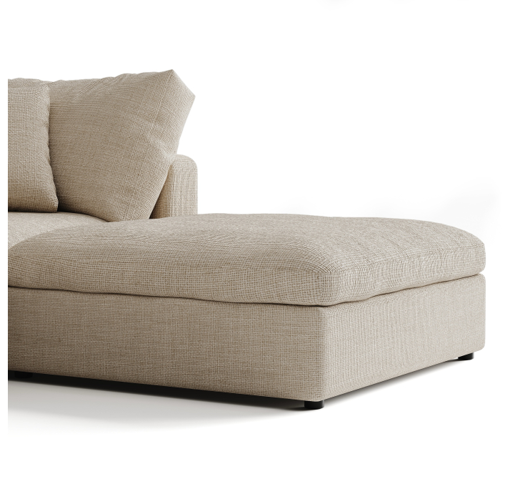 Диван NUAGE L204-404-204L/44/45/Renegade Pearl 106/Гусиный пух-перо/встроенные/