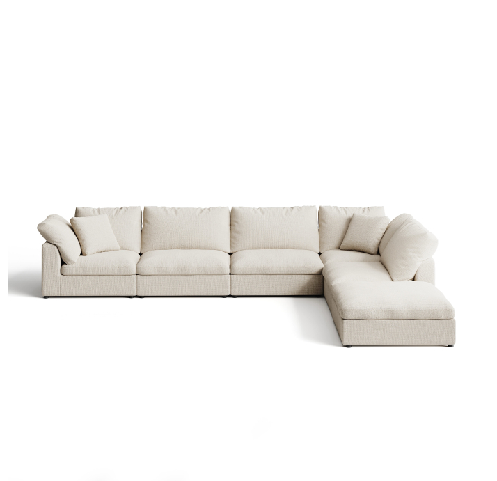 Диван NUAGE B102-404-302L/44/45/Renegade Pearl 106/Гусиный пух-перо/встроенные/