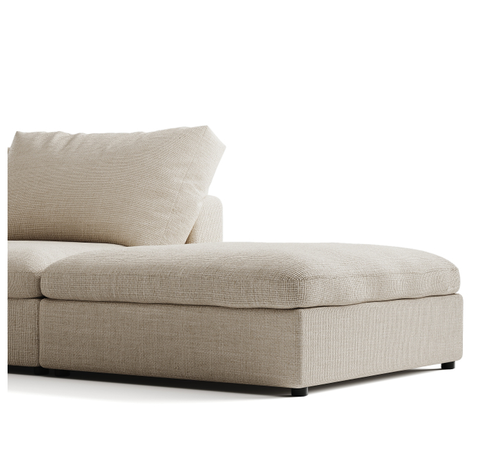 Диван NUAGE B102-404-302L/44/45/Renegade Pearl 106/Гусиный пух-перо/встроенные/