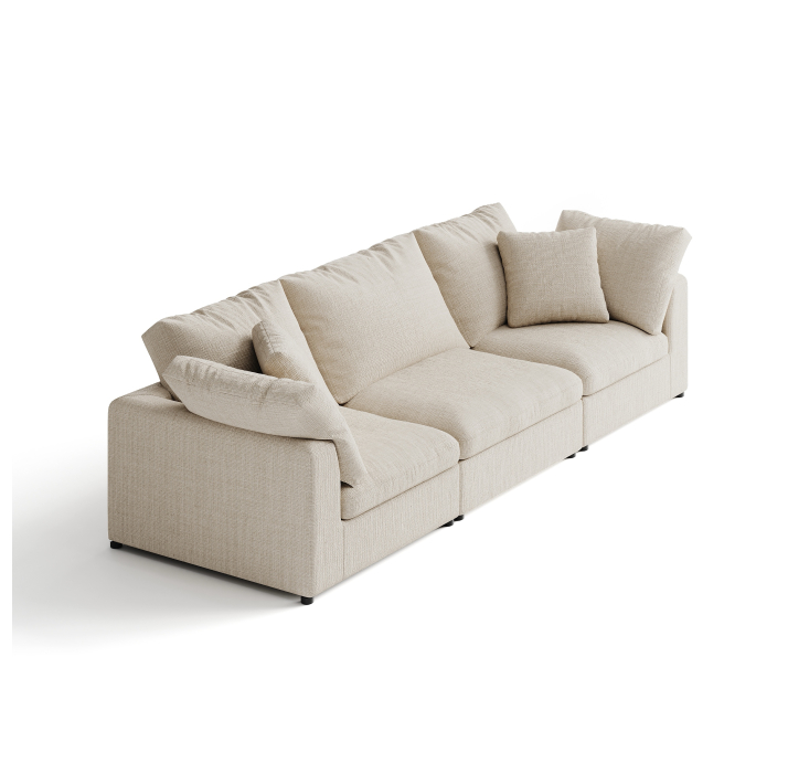 Диван NUAGE B102-304-102B/44/45/Renegade Pearl 106/Гусиный пух-перо/встроенные/