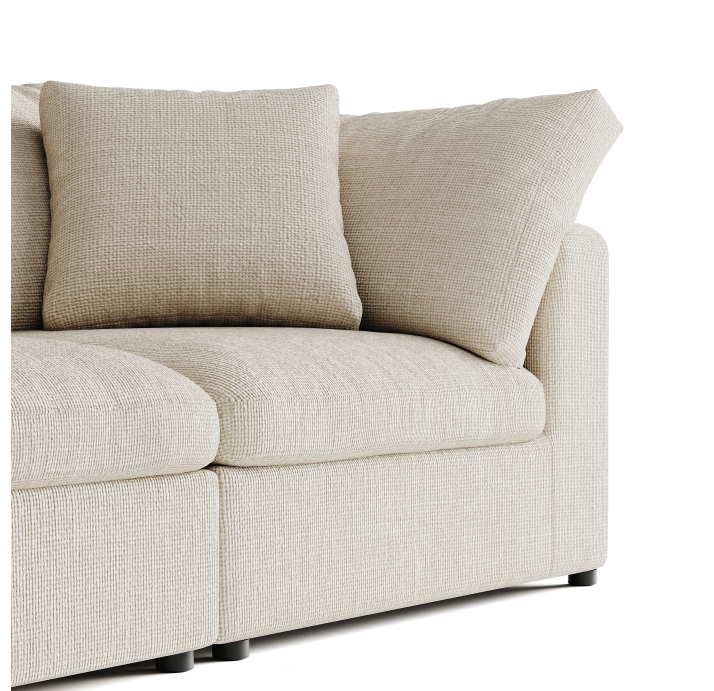 Диван NUAGE B102-304-102B/44/45/Renegade Pearl 106/Гусиный пух-перо/встроенные/