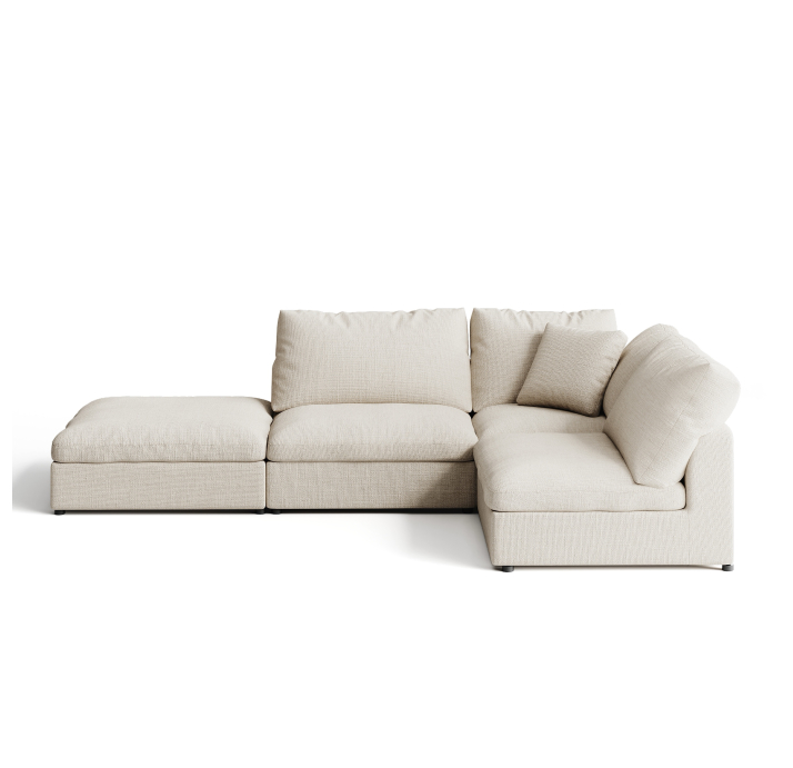 Диван NUAGE T102-302-202/44/45/Renegade Pearl 106/Гусиный пух-перо/встроенные/