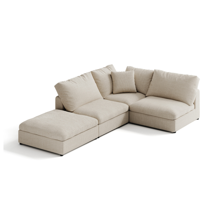 Диван NUAGE T102-302-202/44/45/Renegade Pearl 106/Гусиный пух-перо/встроенные/