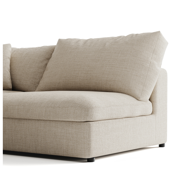 Диван NUAGE T102-302-202/44/45/Renegade Pearl 106/Гусиный пух-перо/встроенные/