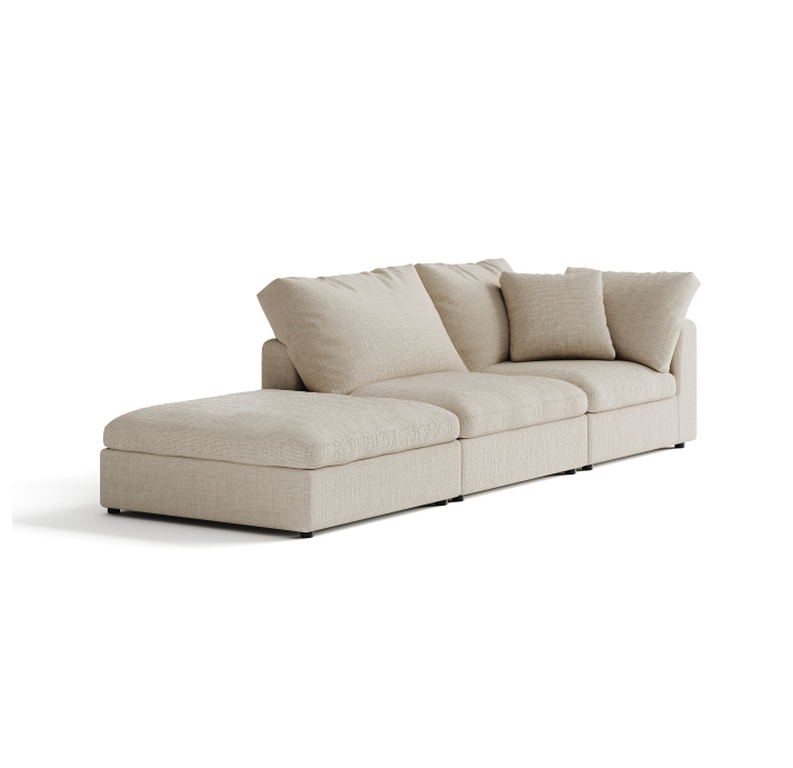 Диван NUAGE T102-304-102B/44/45/Renegade Pearl 106/Гусиный пух-перо/встроенные/