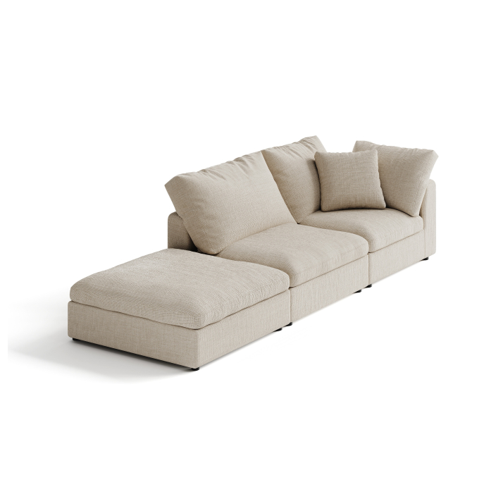 Диван NUAGE T102-304-102B/44/45/Renegade Pearl 106/Гусиный пух-перо/встроенные/