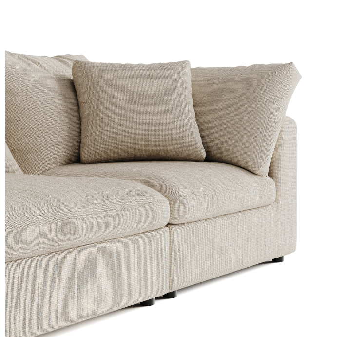 Диван NUAGE T102-304-102B/44/45/Renegade Pearl 106/Гусиный пух-перо/встроенные/