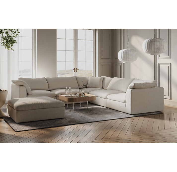 Диван NUAGE B102-304-304B/44/45/Renegade Pearl 106/Гусиный пух-перо/встроенные/