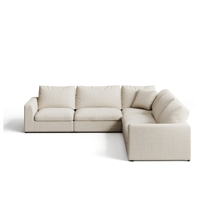 Диван NUAGE B102-304-304B/44/45/Renegade Pearl 106/Гусиный пух-перо/встроенные/