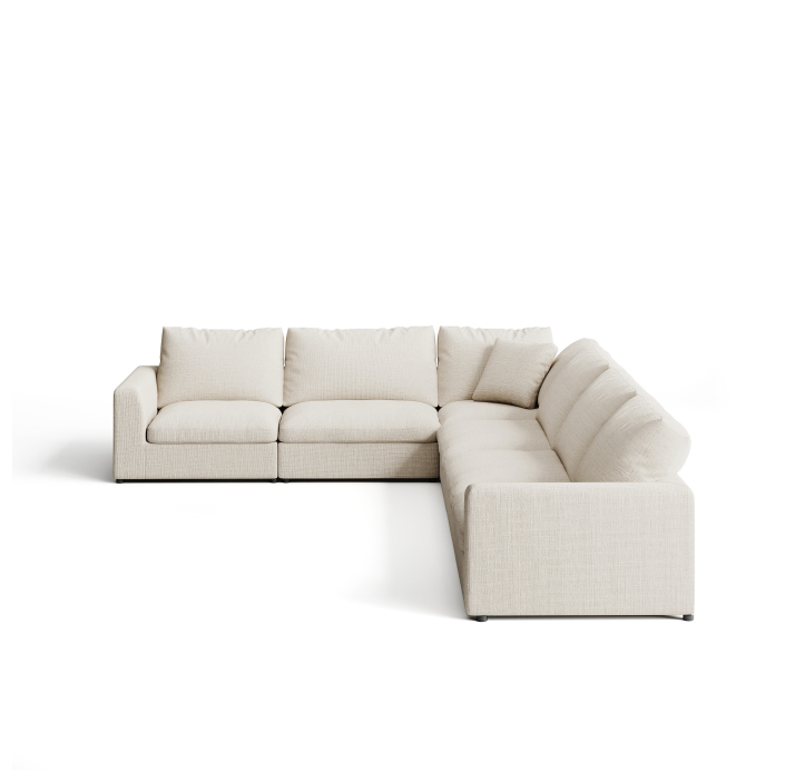 Диван NUAGE B102-404-304B/44/45/Renegade Pearl 106/Гусиный пух-перо/встроенные/