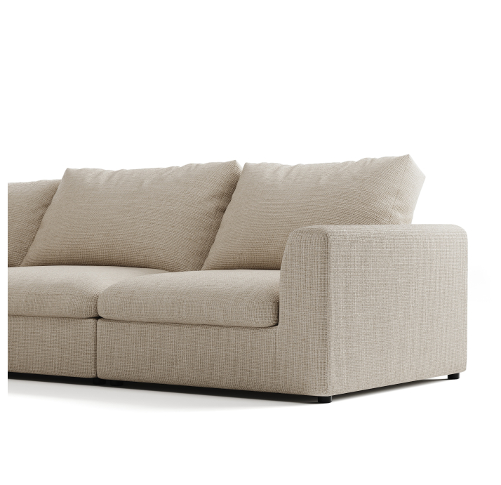 Диван NUAGE B102-404-304B/44/45/Renegade Pearl 106/Гусиный пух-перо/встроенные/