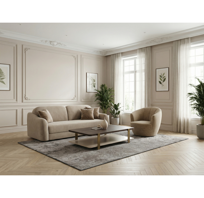 Диван CLOUD B96-200-96B/46/BUBBLE NATUREL/FORMATEX/встроенные/SeOn/LI