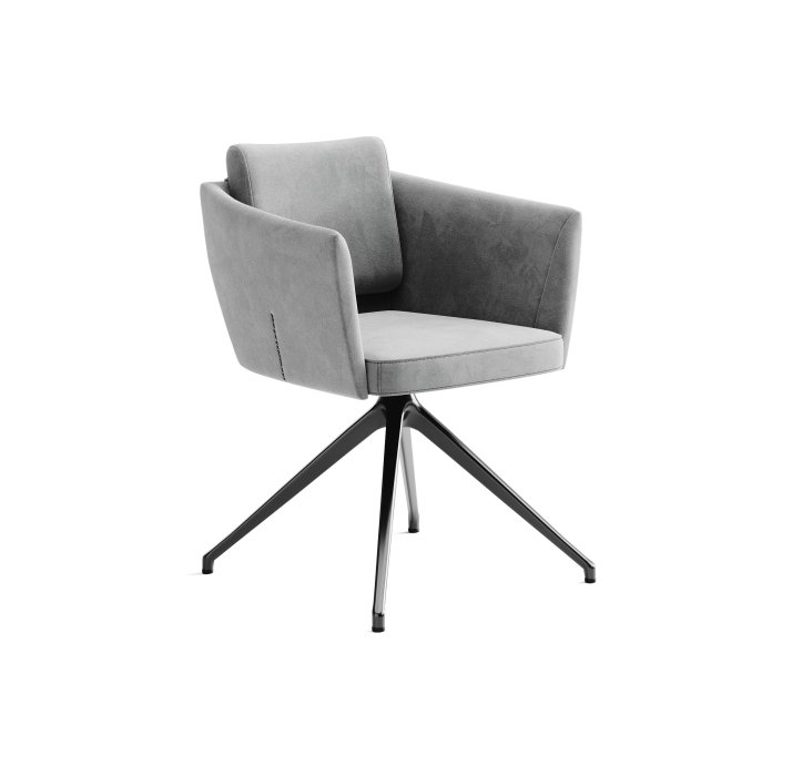 Стул крутящийся ALVA SWIVEL CHAIR VELLUTI SILVER  F101BLACK (ROM05993)