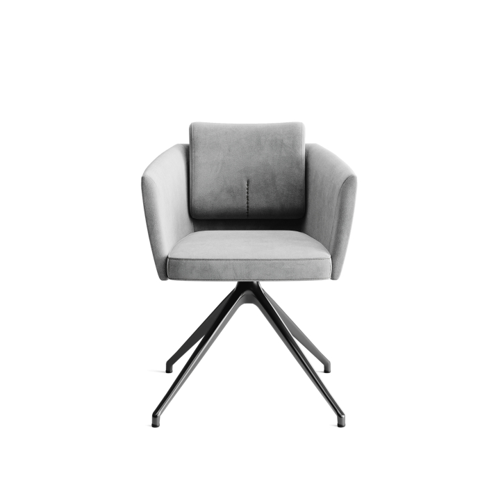 Стул крутящийся ALVA SWIVEL CHAIR VELLUTI SILVER  F101BLACK (ROM05993)