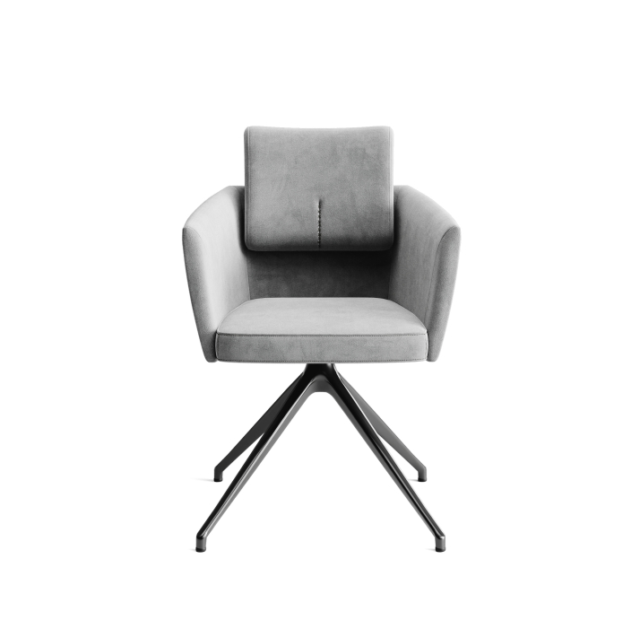 Стул крутящийся ALVA SWIVEL CHAIR VELLUTI SILVER  F101BLACK (ROM05993)