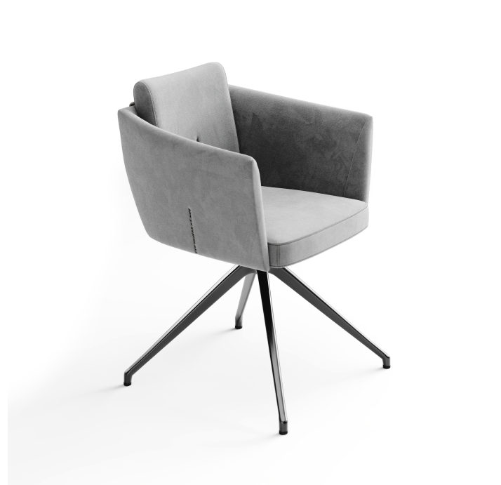 Стул крутящийся ALVA SWIVEL CHAIR VELLUTI SILVER  F101BLACK (ROM05993)