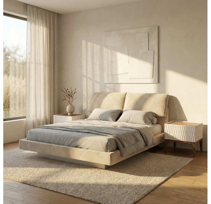Двуспальная кровать MATILDA BED Искусственная замша Sand 02 180х200 