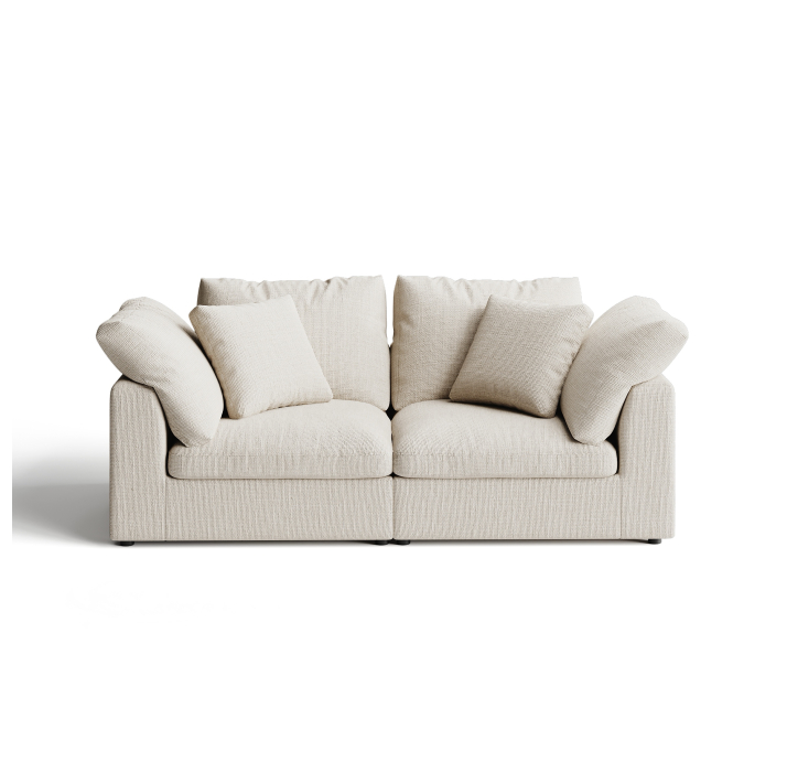 Диван NUAGE B96-200-96B/44/45/Renegade Pearl 106/Гусиный пух-перо/встроенные/