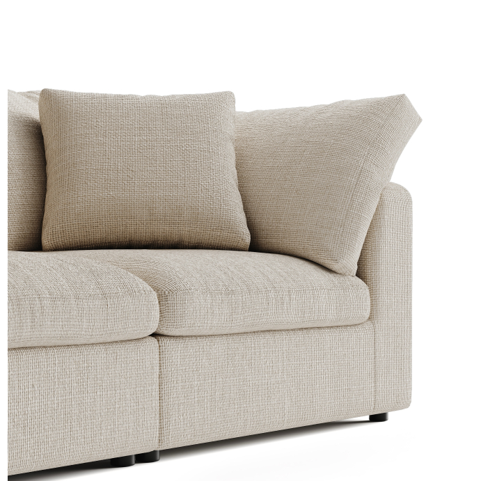 Диван NUAGE B96-200-96B/44/45/Renegade Pearl 106/Гусиный пух-перо/встроенные/