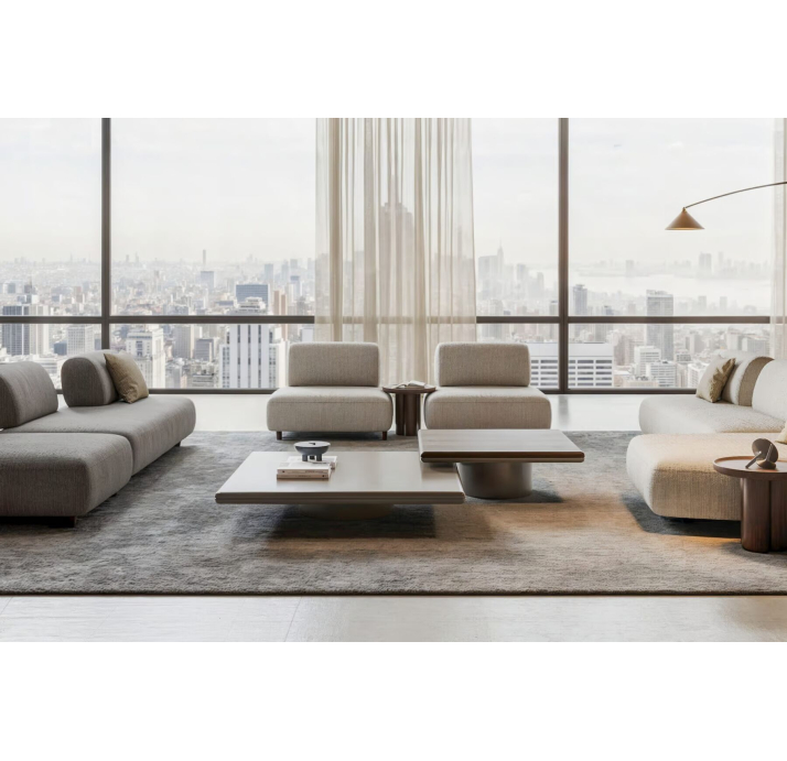 Стол журнальный SOUL COFFEE TABLE BEIGE BEIGE  140X140X25 СМ. (NRM05769)