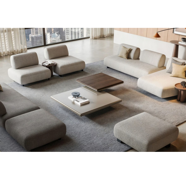 Стол журнальный SOUL COFFEE TABLE BEIGE AMERICAN WALNUT  104X104X35 СМ. (NRM05768)