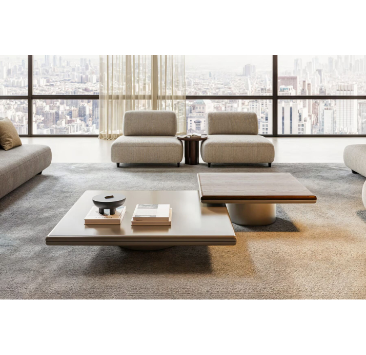 Стол журнальный SOUL COFFEE TABLE BEIGE AMERICAN WALNUT  104X104X35 СМ. (NRM05768)